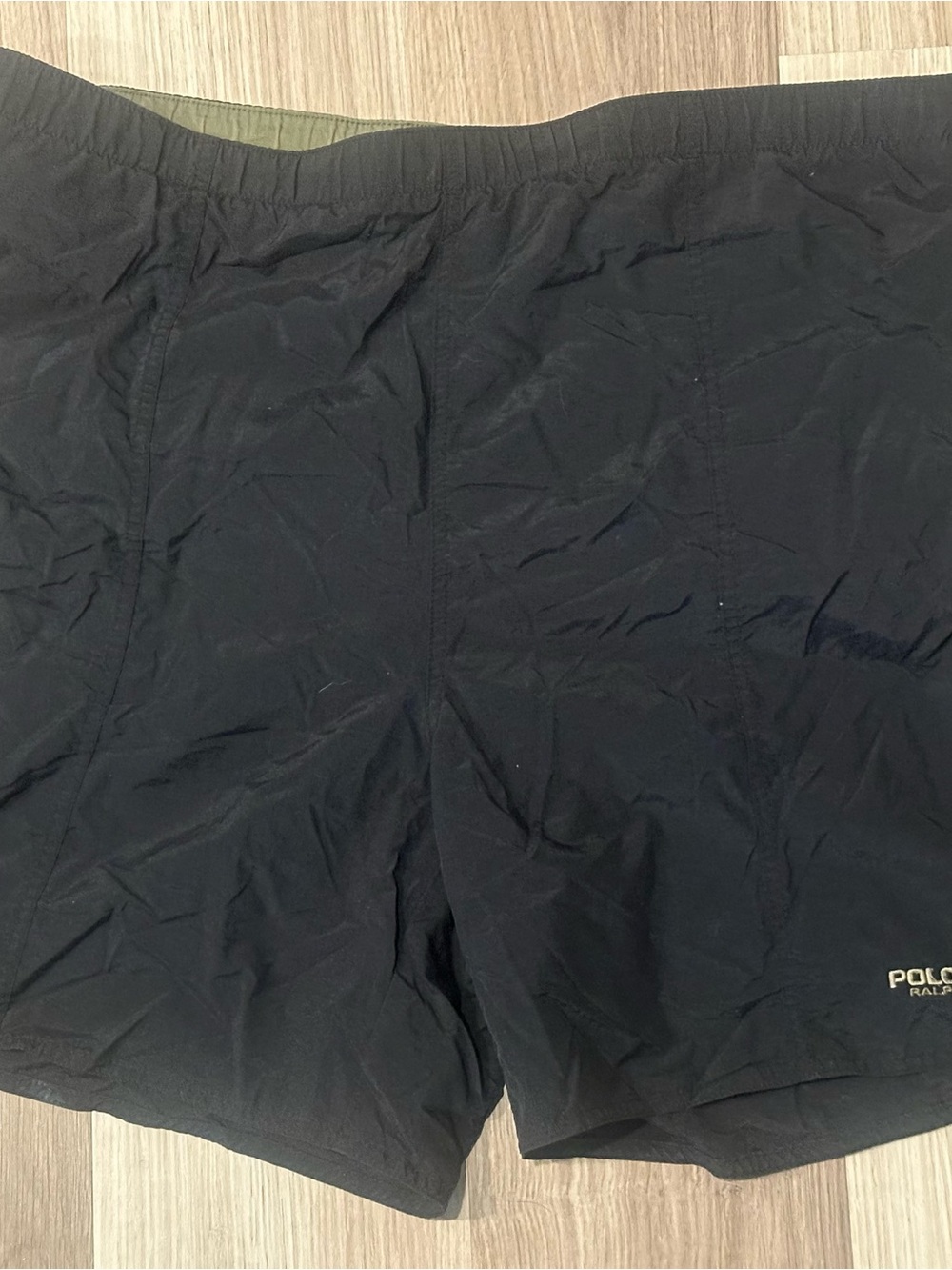 VTG 90's RALPH LAUREN POLO SPORT BLACK OLIVE GREEN SWIM TRUNK SHORTS XXL RARE!